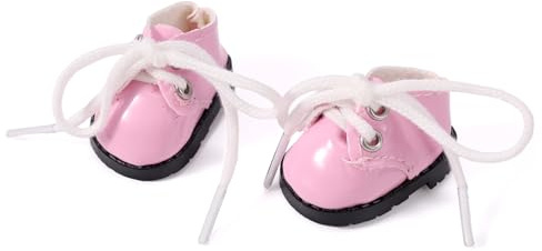 Mini Doll Shoes, 4x2.5cm/1.57x0.98in PU Leather Cute Round Toed Leather Boots Set for Doll Toy Clothing Outfit Accessories & Gifts (Pink)