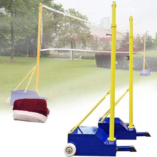 CUTANGELAR Ensemble Filet Souple De Volley-Ball Et De Badminton, Support Robuste pour Volley-Ball/Badminton, 4 Hauteurs Réglables, roulettes Et Filet Inclus, Idéal pour Adultes Et Enfants.