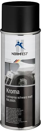 Normfest Kroma Lackspray Schwarz Matt RAL 9005 – Hochwertiger Nitro-Kombinationslack mit hoher Deckkraft, kratzbeständig, witterungs- & lichtbeständig, schnelltrocknend – 400ml