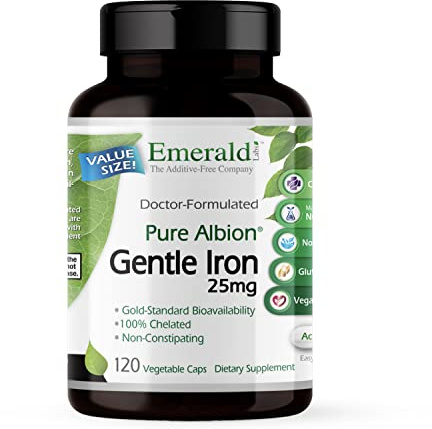 Emerald Labs Gentle Iron 25 mg, 120 Vegetable Capsules (120 Servings)