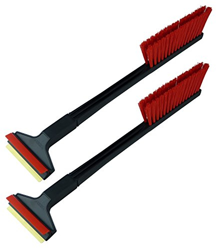 [ 2 Stück ] - Eiskratzer Auto mit Besen Murska Eiskratzer Messing 420mm Scheibenkratzer Schneebesen Auto Schneebürste lang Schneefeger Eisschaber Winter Schnee Feger Finnland (2x L&P A056 Schwarz Rot)