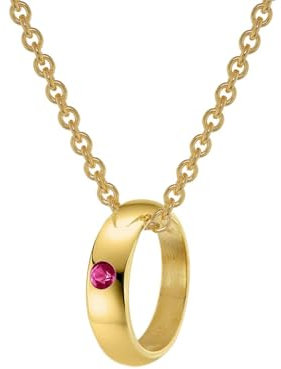 trendor Taufring mit Rubin Gold 585/14 Karat mit plattierter Kette 75401-38 38 cm