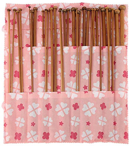 HEEPDD 36 pz Set Ferri da Maglia, Ferri da Maglia in Legno con Pacchetto Non Tessuto Rosa