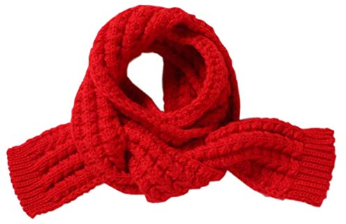 ACVIP Jungen Mädchen Schals einfarbig Winterschal Strickschal weicher Halswärmer(Rot)
