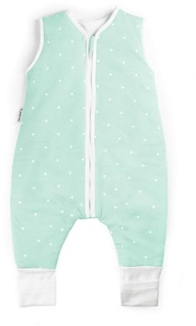 Ehrenkind® Sac de Couchage d'été pour bébé avec des Jambes | Coton Biologique | Gigoteuse d'été bébé Taille 100 Couleur Menthe avec des étoiles Blanches