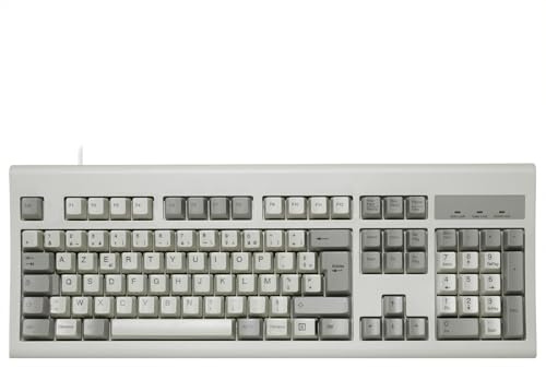 Perixx PERIBOARD-106, tastiera cablata USB per Windows, tasti ergonomici curvi, dimensioni standard, AZERTY (beige e bianco)