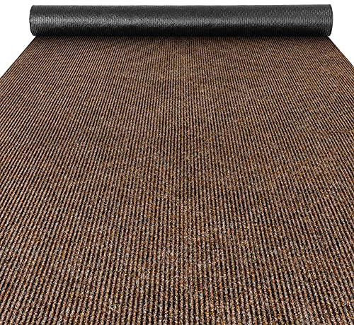 ANRO Alfombra de pasillo para atrapar la suciedad, 100 x 350 cm, color marrón oscuro