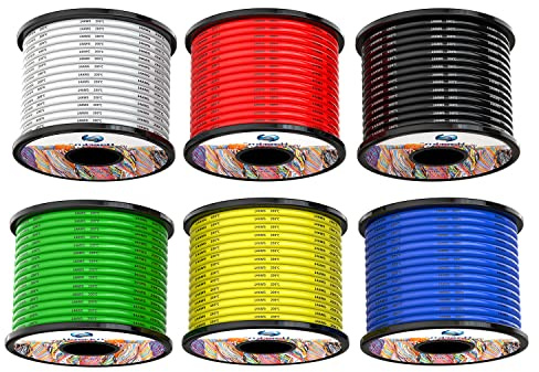 2.0mm² 14awg Silicone Electrical Wire Cable 6 Colors 6x5Meters 14 Gauge Hookup Wires kit Stranded Tinned Copper Wire Flexible and Soft High Temperature Resistance