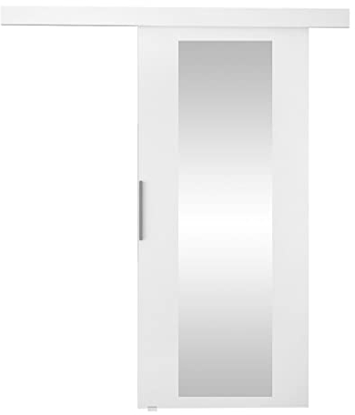 Sistema Porte Scorrevoli Pikano IV con Chiudibili, Maniglie in alluminio Set completo per Porte scorrevoli, Porte interne Pareti divisorie (Bianco/Specchio, Modello 70)