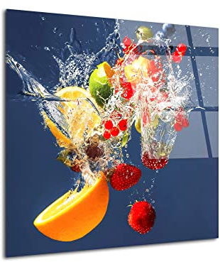 DECLINA Design plexiglasmålning, akrylglastavla, väggdekoration, foto på plexi, fyrkantig plexiglasram av frukt, 80 x 80 cm