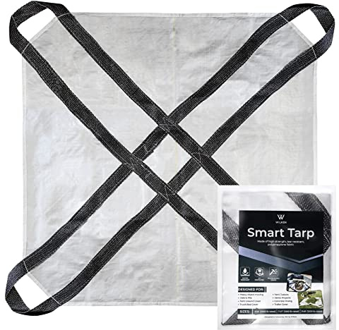 7' x 7' Heavy-Duty Utility Tarp with Reinforced Handles – Waterproof, UV-Resistant Poly-Woven Cover – Ideal for Yard Work, Home, Garden, Construction, Camping & Trailers