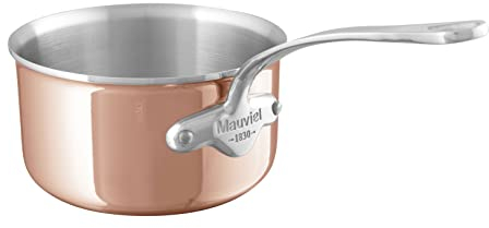 Mauviel M'6S Sauteuse 6 plis en cuivre poli et acier inoxydable avec poignées en fonte d'acier inoxydable, convient à tous les types de poêles, 3,4 l, fabriquée en France