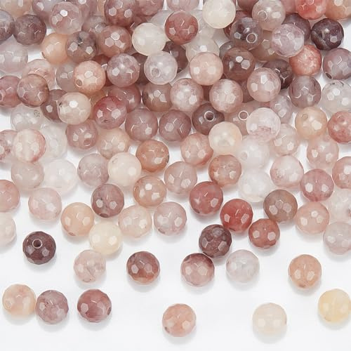 NBEADS Circa 122pz Perle di Cristallo di Quarzo Naturale, 6mm Perle di Quarzo Rotonde Fili di Pietre Preziose Sciolte Sfaccettate per La Creazione di Gioielli Collana Braccialetti, Foro: 1 mm