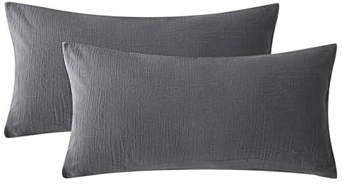 SOULFUL Doppelte Muslin Kissenbezug 40x80 Baumwolle, Grau