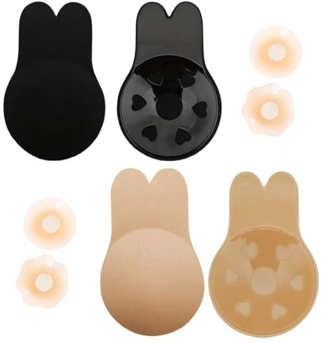 MAEXUS® Klebe Push Up Pads, 2 Stück Rückenfrei Trägerloser BH mit Nippelpads, Hasenohren BH Push up, Wiederverwendbarer Sticky Bra Selbstklebender BH für Abendkleider Tiefe Ausschnitte C-D, 11cm