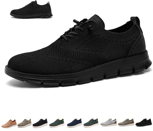 Zapatos Wearbreeze for hombre, zapatos urbanos ultra cómodos for hombre, zapatos Oxford de malla transpirable, zapatillas de vestir informales, zapatos de negocios ligeros for caminar(Black 2,43 EU)