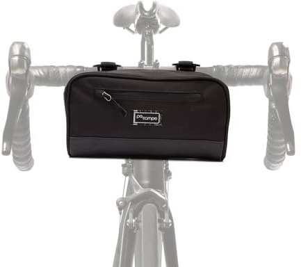 Po Campo Domino Handlebar Bag Large Waterproof Bicycle Storage Bag Front Mount that converts to Crossbody (Black Ripstop)