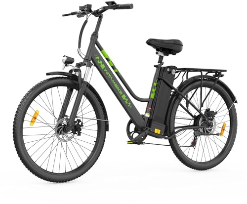 CHEEVALRY Vélo Électrique 26 Pouces Vélo Électrique Femme et Homme,7 Vitesses,Moteur 250W,36V 15Ah/20Ah Batterie Amovible,Smart Urban E-Bike,Adulte Unisex (C26Pro-36V20A, Noir)