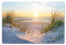 KitchenYeah© Platzsets Abwaschbare Placemats Set 6 45x30 cm Tischsets Platzdeckchen Platzset Tischset Esstisch Telleruntersetzer Waschbar Strand - Sonne - Düne - Gras - Sand - Horizont