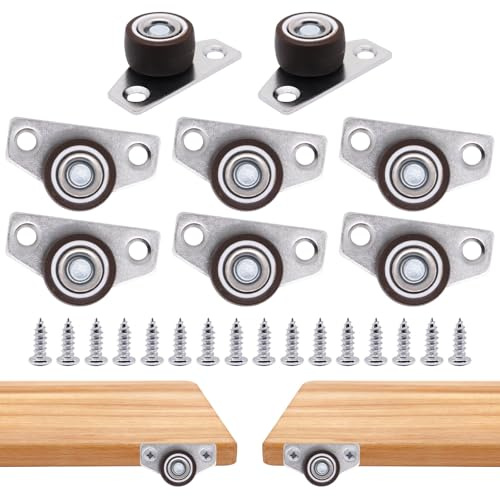 YuGtcen 8 Pack 1 inch Low Profile Casters Wheels Set of 4, Mini Side Mount Casters Fixed Caster Wheels Non Swivel Drawer Rollers Rigid Small Wheel for Furniture Underbed Cabinet, Load 36lbs/Each