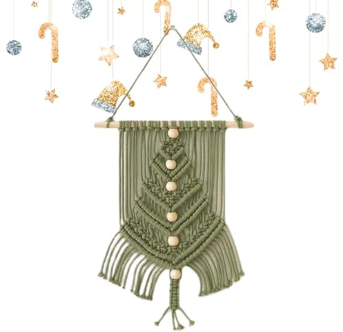 Julgranshantverkskit – boho stil knut makramé set, gör-det-själv stressavlastning rolig julgransprydnad kit för vardagsrum, sovrum, hall, alla åldrar, komplett tillbehör ingår heminredning