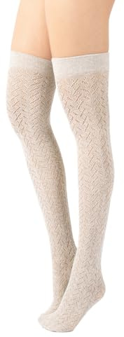 CALZITALY Calcetines sobre la rodilla para mujeres en algodon, Medias con diseños | 300 den | Talla Unica | Made In Italy
