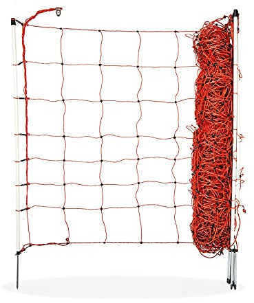 horizont easyLine Schafzaun 50 m – 90 cm hoch – Elektrozaun mit 14 Kunststoffpfählen & Einzelspitze – mobiler Steckzaun mit Strom – Weidezaun zum Stecken für Schafe & Ziegen