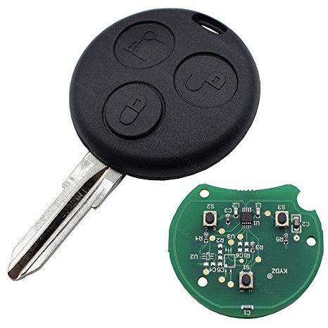 Auto Schlüssel Funk Fernbedienung 1x Gehäuse + 1x Rohling + 1x Sendeeinheit 433/434 MHz + 1x Batterie kompatibel für SMART