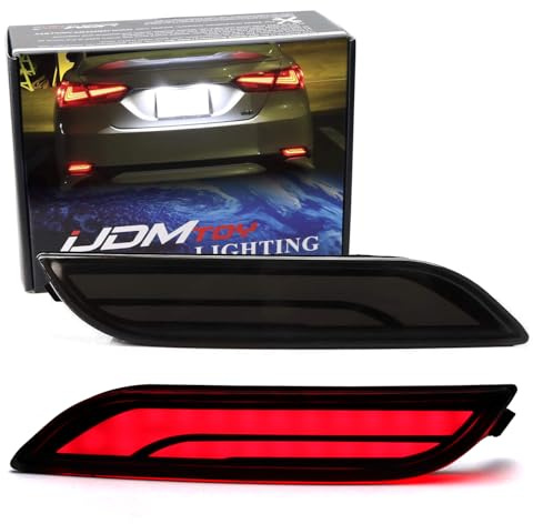 iJDMTOY Dark Smoked Lens Full LED Bumper Reflector Lights Compatible With 2018-up Toyota Camry, Function as Tail, Brake & Rear Fog Lamps