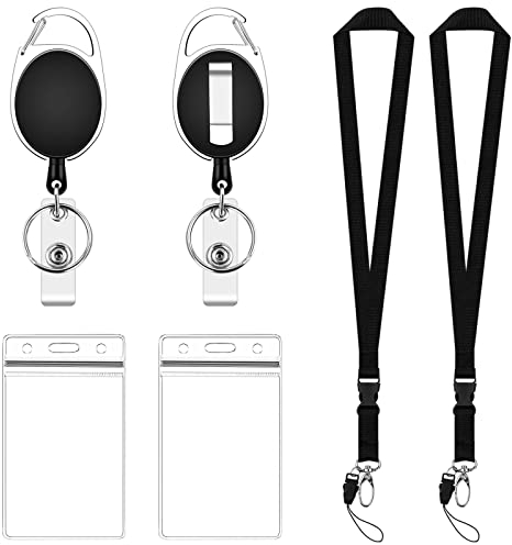 2er Set Namenschilder mit Schlüsselbänder - Wasserdichte Ausweishalter mit Clip ID Badge Holder aus Plastik