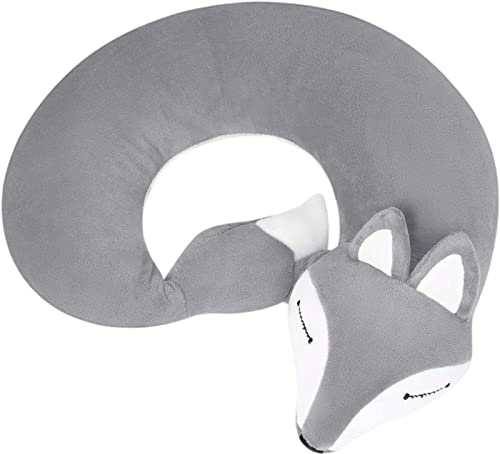Qchomee Nackenkissen U-Förmigen Nackenhörnchen Kissen Reisekissen Fuchs Kissen Nackenstützkissen Ergonomisch Karikatur Tier Schlafkissen Plüsch Nackenpolster Plüschpuppe für Flugzeug Auto Zug