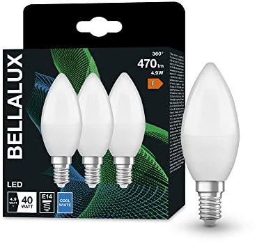BELLALUX Lampe à LED, E14-base, optique mate,Blanc froid (4000K), 470 Lumen, Remplacement de la traditionnelle 40W-Ampoules 3-Pack