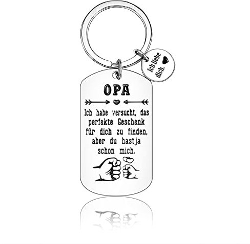 VGWON Opa Schlüsselanhänger mit Geschenkbox, Edelstahl-Schlüsselanhänger mit lasergraviertem Text, Vatertagsgeschenk und Geburtstagsgeschenk