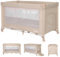 Lorelli 2in1 Babybett und Laufstall Noemi 2 Ebenen mit Neugeborenen Einsatz und Seiteneingang, Kinderbett ab Geburt bis 15 kg, Baby Reisebett mit Rollen, faltbar inkl. Transporttasche, beige