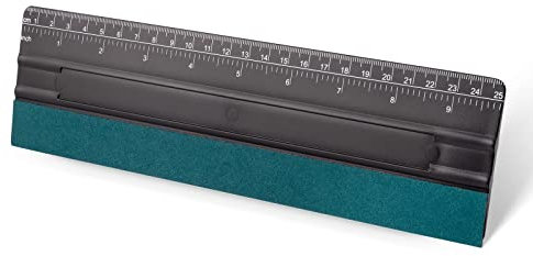 FOSHIO Spatola in feltro da 25 cm per vinile con righello da 25 cm, 4 angoli arrotondati, universale, pellicola per l'installazione di pellicole protettive per finestre in polipropilene nero duro per