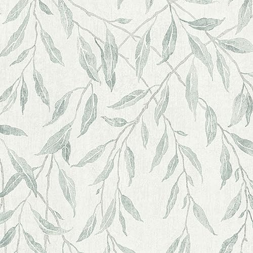 Sevalo Leaf Leaves Peel and Stick Wallpaper Boho Contact Paper for Cabinets and Drawer Greenery Contact Paper for Walls Self-Adhesive Removable Wallpaper Bathroom Olive Farmhouse Nature17.3inW 78.7inL