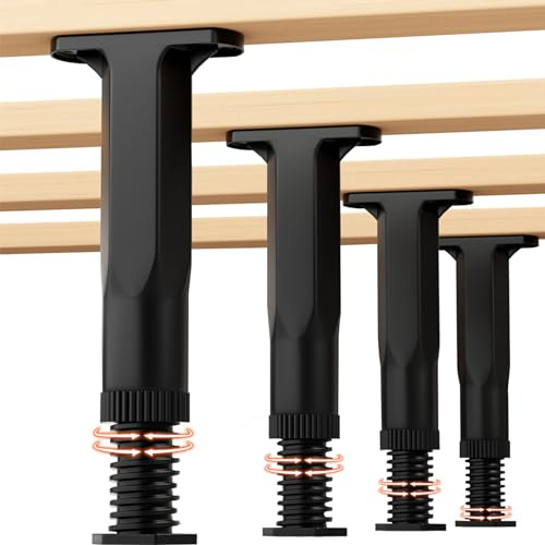 FafdBinm 4PC Bed Support Legs,Adjustable Height 5.9-11 inches,Black