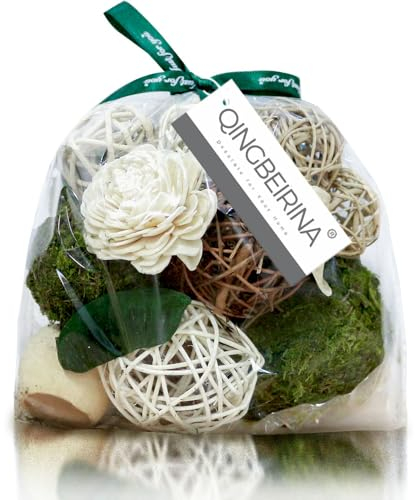 Qingbei Rina Decorative Balls for Bowls, Assorted Vase Filler for Centerpieces, Wicker Rattan Balls Decorative Orbs Woven Spheres, Bowl Fillers for Home Decor, St Patrick's Day(Green Moss)