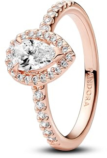 Pandora Timeless 14k Rose gold-plated ring with clear cubic zirconia, 54