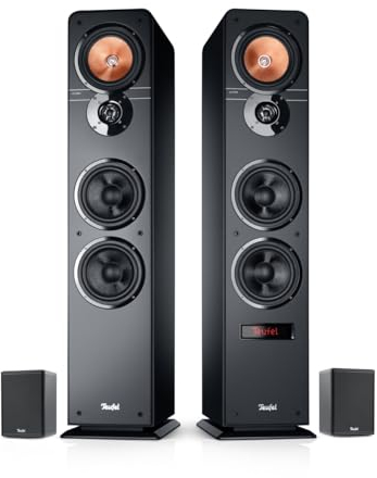 Teufel Ultima 40 Aktiv Surround 4.0 - Aktiv Standlautsprecher mit Kabellosen aktives Rear-Speaker, Bluetooth aptX, Dolby Audio, HDMI ARC CEC - schwarz