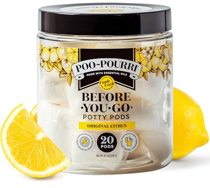 Poo~Pourri Original Citrus Before-You-Go 2-in-1 Toilet Potty Pods 20ct - Bathroom Odor Remover & Toilet Cleaner - Plant Based Ingredients & Essential Oils - with Lemon, Bergamot, & Lemongrass Scent