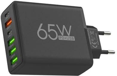 Station de Chargement USB Multiple, Chargeur multiport USB | Station de Recharge à 6 Ports - 4 Ports USB 65 W, 2 Stations de Charge de Type C, Adaptateur de Charge Mural, Prise Murale Haute Vitesse