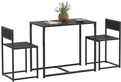 HOMCOM Small Dining Table Set for 2, Kitchen Table and Chairs Set, Compact Dining Sets for Small Spaces, Black