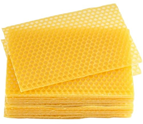 30 piezas de hojas de cera de abejas 5.2x3.5 '' cera para marcos de abejas sábanas de nonas de panal natural hojas de cera de abejas para suministros de apicultura
