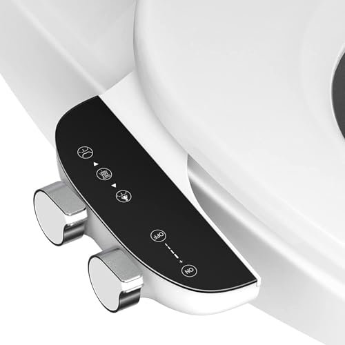 Accesorio para bidé para inodoro, bidé para asiento de inodoro no eléctrico ultradelgado con boquilla doble (lavado femenino/trasero), bidé con rociador de agua fría y fresca con control de presión