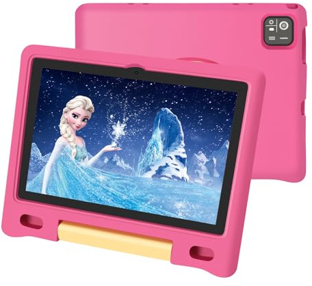 NRKDUBQ Kids Tablet, 10.1 inch IPS HD Touchscreen Android 14 64 GB Storage, 8GB (4+4 Virtual) RAM, Octa Core Tablet for Kid with Kid-Proof Case, Parental Controls, 12-hr Battery, WiFi, GPS – Pink