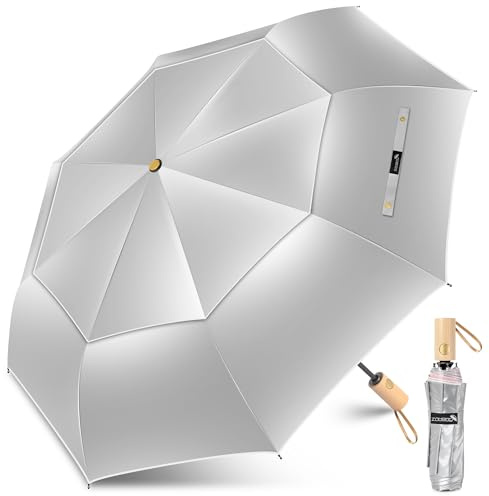 ZOMAKE UV Umbrella for Sun Protection UPF 50+,46 Inch Travel Compact Sun Umbrellas UV Blocking Small Auto Open Portable for Walking(Pink,Double Canopy)