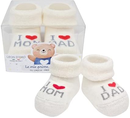 LEON D'ORO Calcetines para bebé, calcetines de regalo, patucos de bebé, primeros meses, talla única, fabricados en Italia, talla �nica