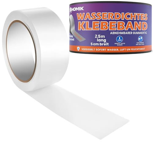 HOMIK Cinta Adhesiva Impermeable Transparente Extremadamente Fuerte Para Exterior e Interior, 5cm x 2.5m, Resistente a los Rayos UV, Cinta Adhesiva Autoadhesiva