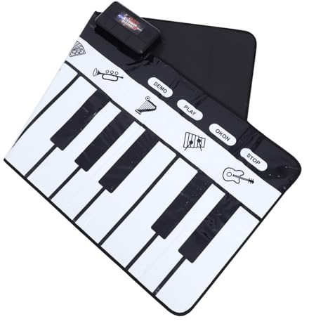 Ciieeo Tappetino Musicale per 180X72Cm in Bianco e Nero Educativo Multifunzionale per Sviluppo Visivo e Uditivo Coperta per Pianoforte e Apprendimento